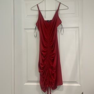 Fashion Nova Ruched burgundy dress